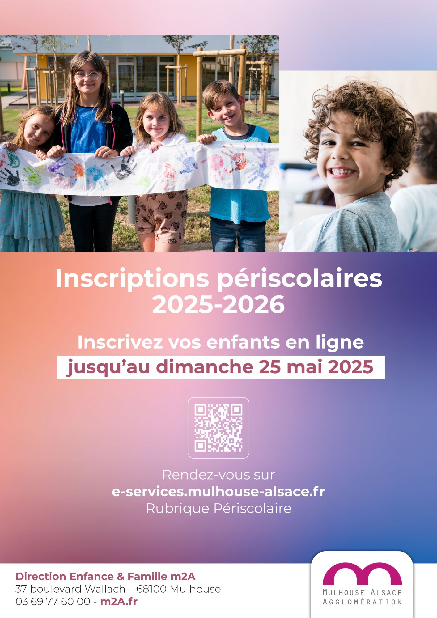 Affiche m2a inscription periscolaire rentrée 2025